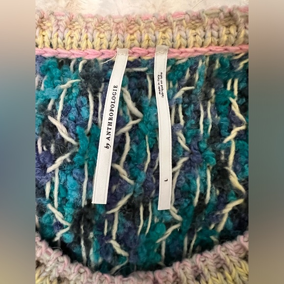 Anthropologie TEXTURED CARDIGAN SWEATER IN A BEAUTIFUL RAINBOW YARN WOOL BLEND - Picture 10 of 12